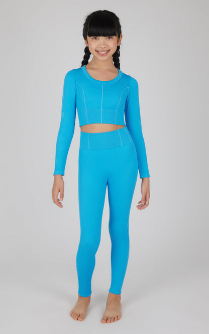 Girls 2 PC Seamless Ribbed Long Sleeve Top and Legging Set