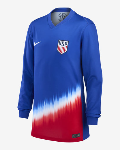 Nike Youth Usmnt 2024 Stadium Away Soccer Long-Sleeve Dri-Fit Replica Jersey Jerseys