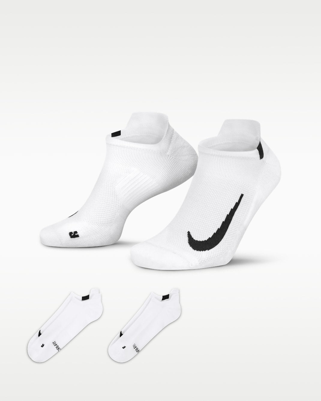 Nike Men's Multiplier No Show 2 Pack Socks White Black