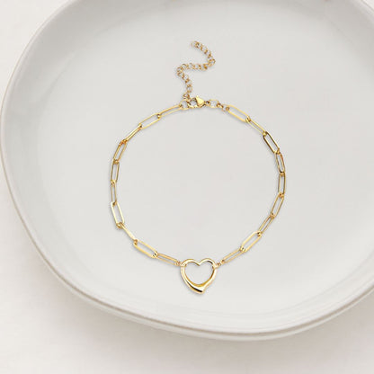 Mint & Lily Open Heart Paperclip Chain Bracelet