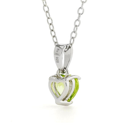 Natural Peridot Rhodium Heart Necklace