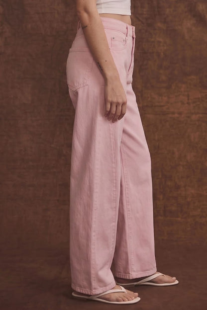 Serafina High Rise Pink Barrel Leg Jeans