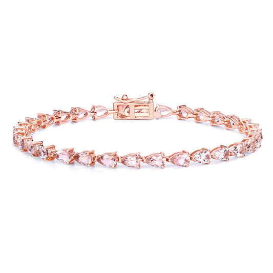 Genuine 10K Rose Gold Morganite Tennis Bracelet