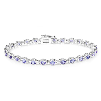 Genuine Tanzanite Tennis Silver Bracelet