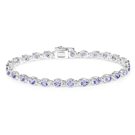 Genuine Tanzanite Tennis Silver Bracelet