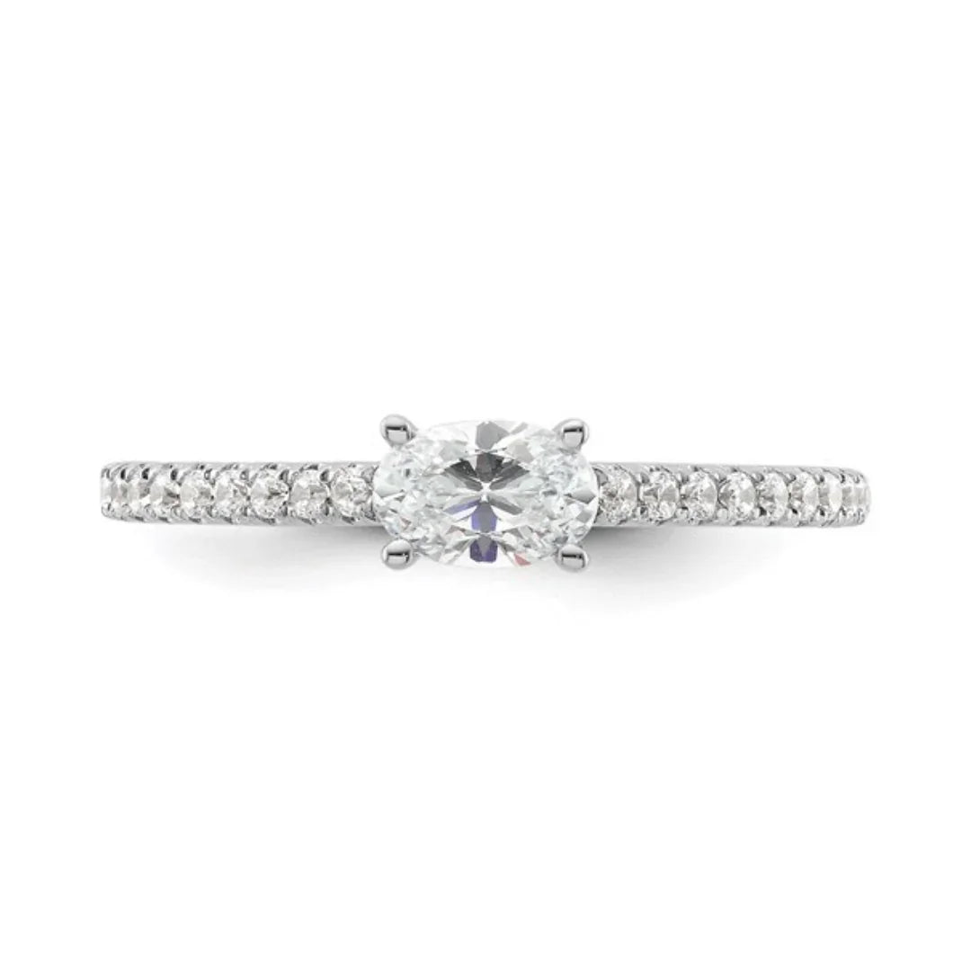Lab Grown Diamond East-West Oval Pave Engagement Ring