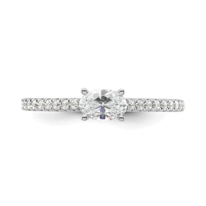 Lab Grown Diamond East-West Oval Pave Engagement Ring