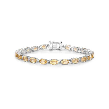 9.03 Ct Oval Yellow Citrine Prong Sterling Silver Tennis Bracelet