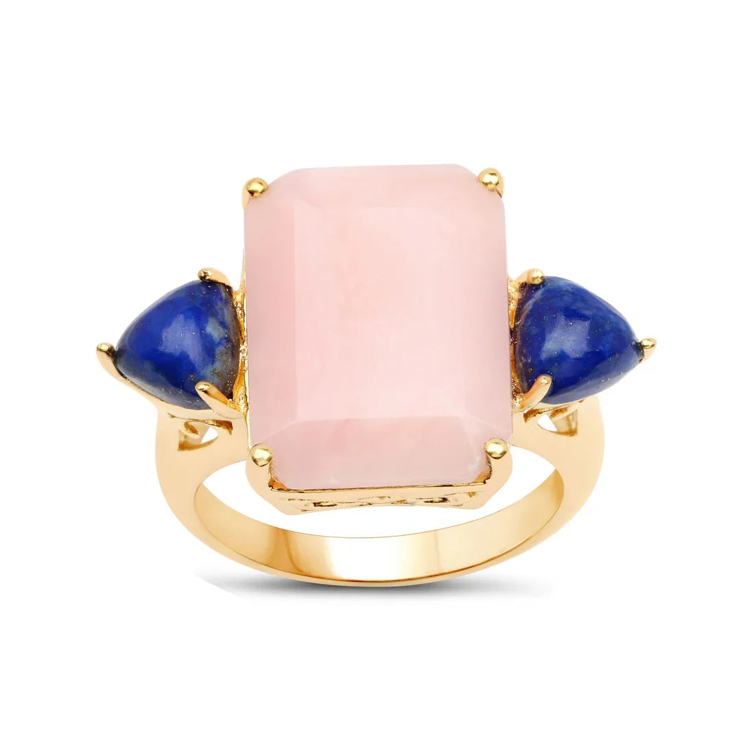 Natural Pink Opal Three Stone Ring