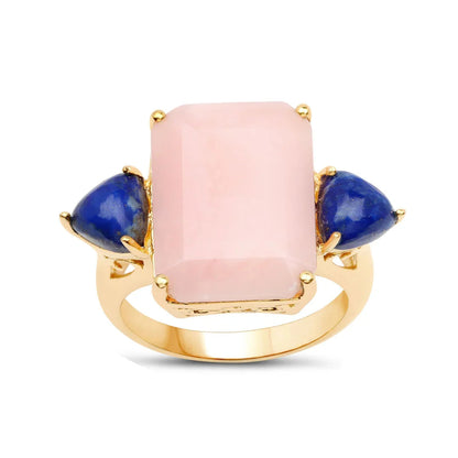 Natural Pink Opal Three Stone Ring