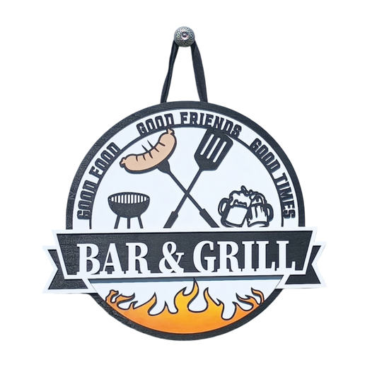 Bar & Grill Sign for Patio, Backyard & Outdoor Kitchen Decor