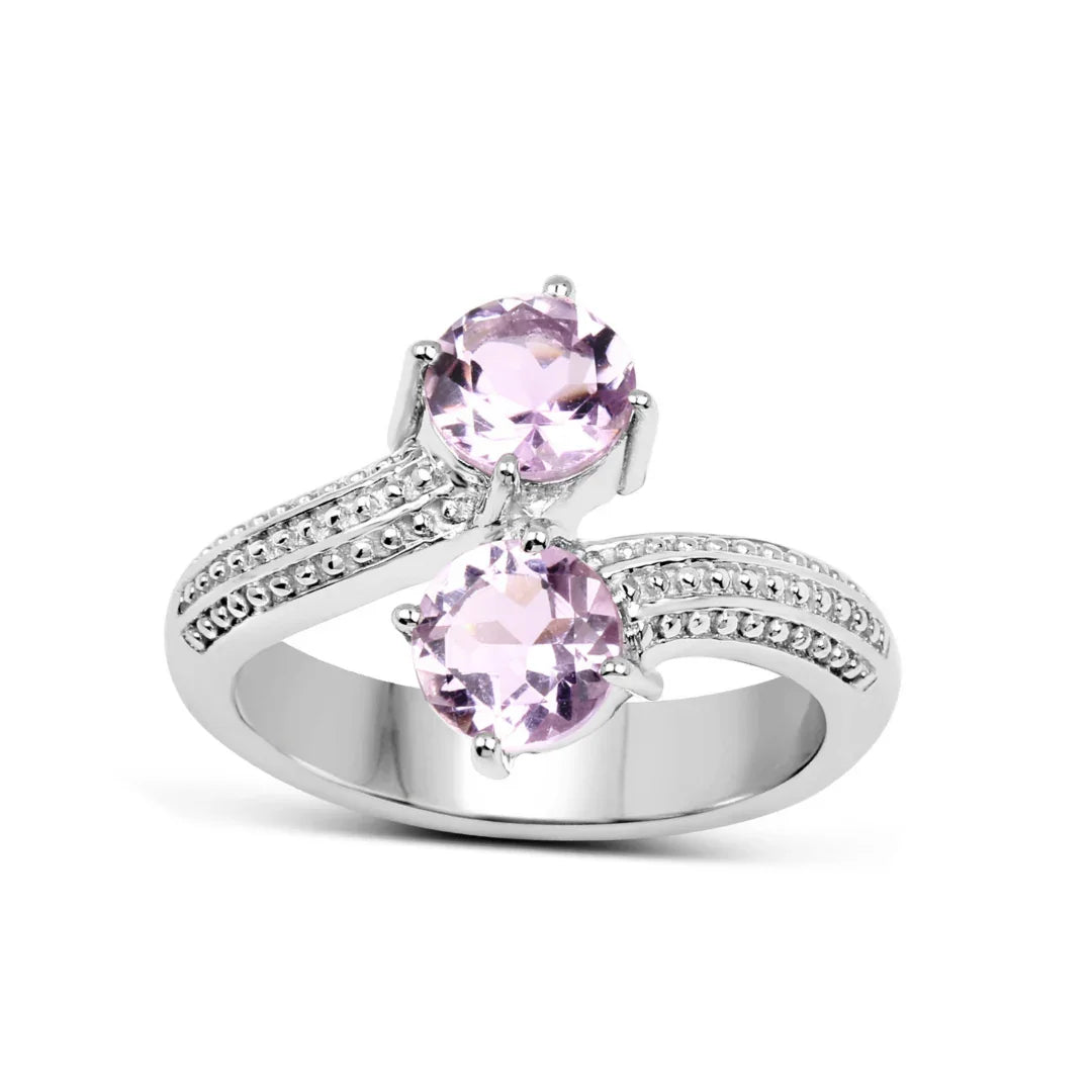 1.46 Ct Round Purple Amethyst Prong Silver Bypass Engagement Ring