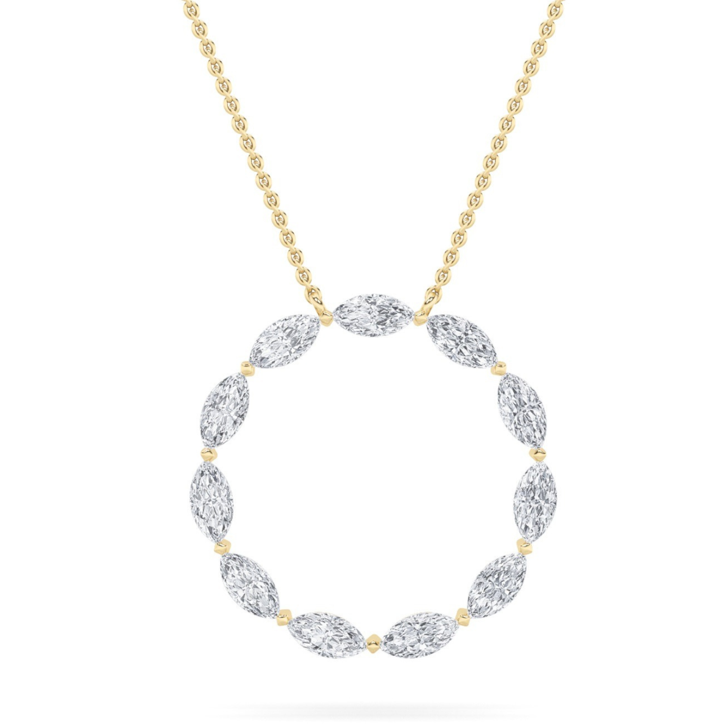 2.25 Ct Marquise (F/VS) Lab Grown Diamond Prong 14K Yellow Gold Fancy Open Circle Pendant Necklace