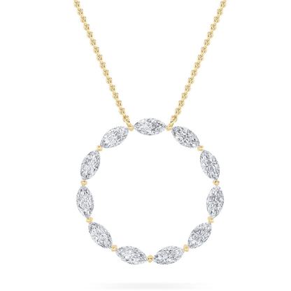 2.25 Ct Marquise (F/VS) Lab Grown Diamond Prong 14K Yellow Gold Fancy Open Circle Pendant Necklace