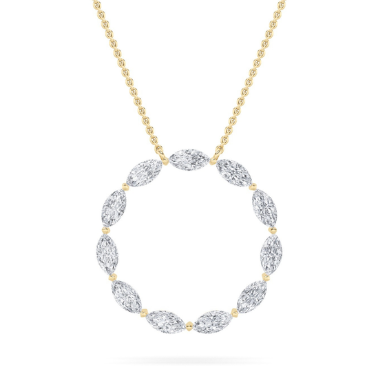 2.25 Ct Marquise (F/VS) Lab Grown Diamond Prong 14K Yellow Gold Fancy Open Circle Pendant Necklace