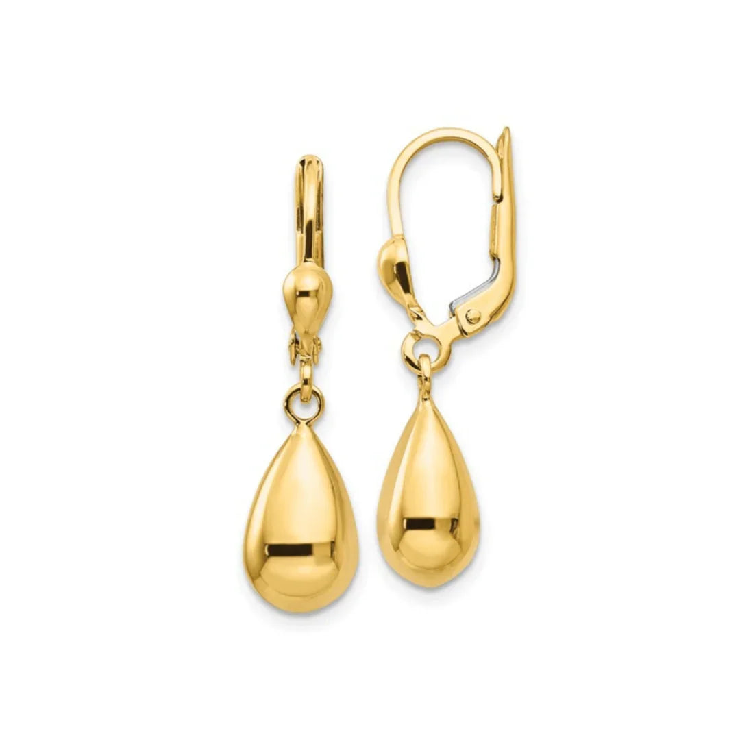 10K Gold Teardrop Dangle Earrings