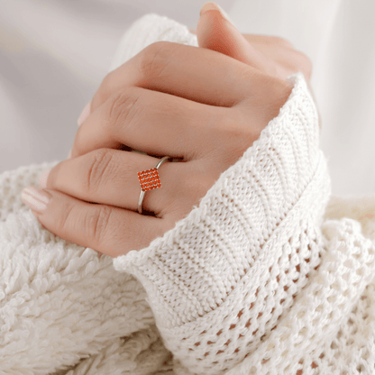 Natural Fire Opal Cluster Ring