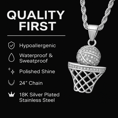 SWISH Basketball Pendant Necklace