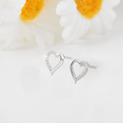 14k White Gold Lab Grown Diamond Open Heart Stud Earrings