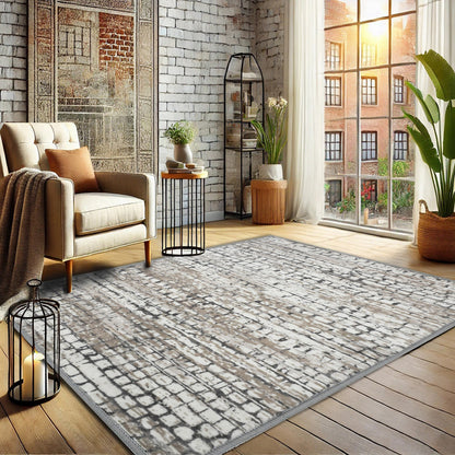 Bibb Home Washable Flannel Printed Area Rug With Latex Back 5x7 Ft
