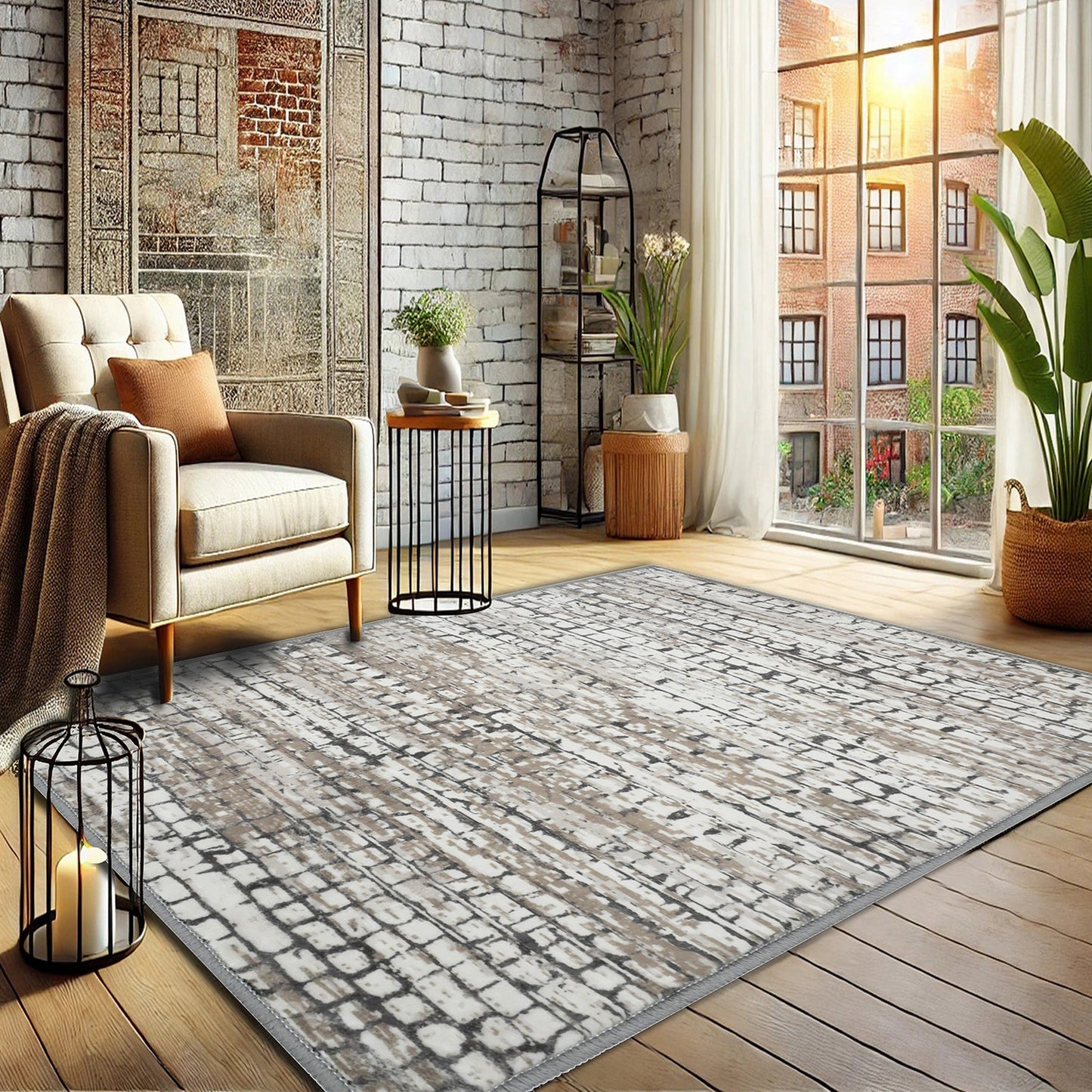 Bibb Home Washable Flannel Printed Accent Rug With Latex Back 1-2 Pack  24x36