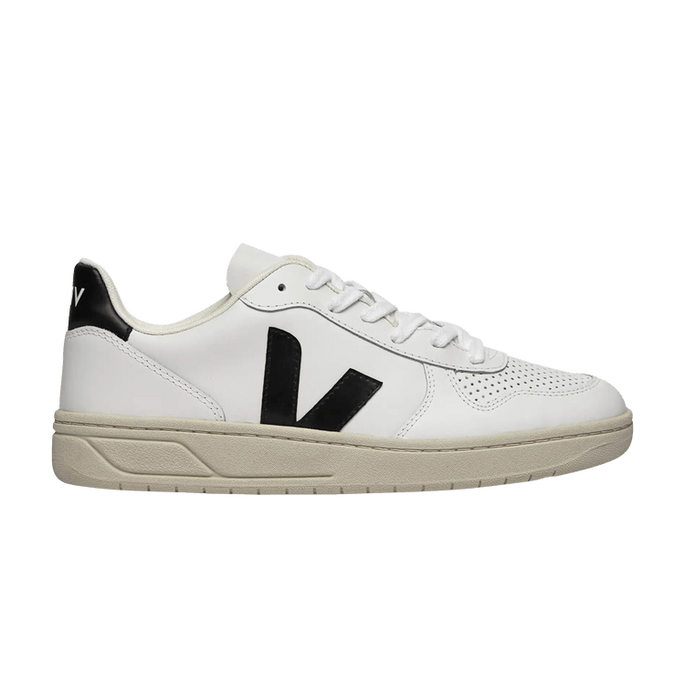 Veja V-10 Men's Sneakers — Black Leather Low-Top