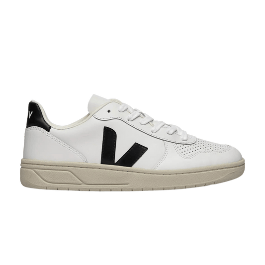 Veja V-10 Men's Sneakers — Black Leather Low-Top