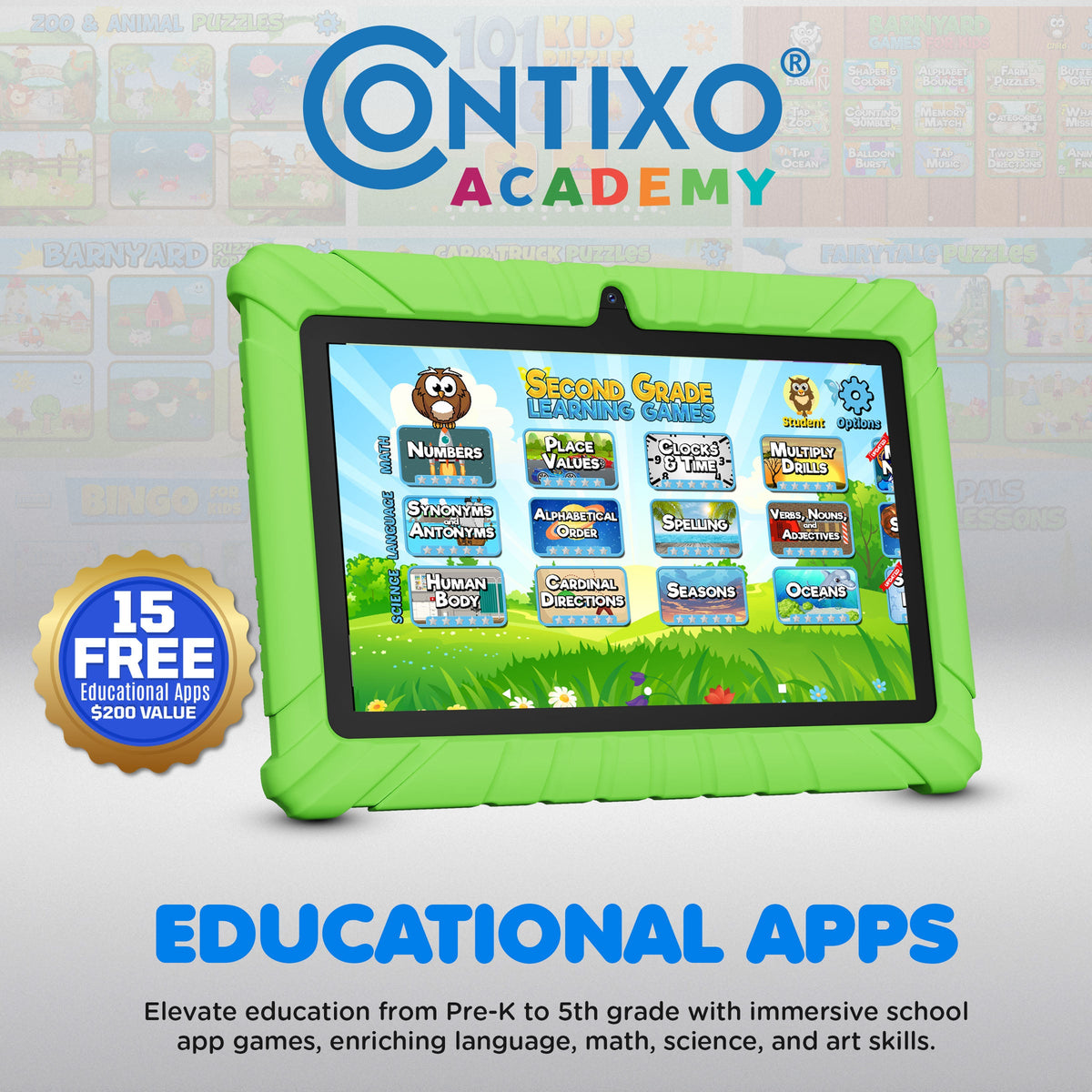 Contixo V8-2 - 7-Inch Kids Tablet - STEM Learning, 32GB, Wi-Fi, Parental Controls