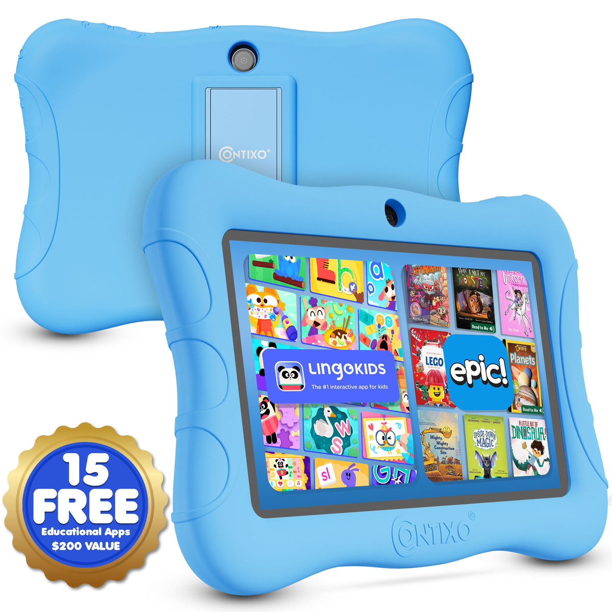 Contixo V9 Kids HD 7" Tablet - Epic & Lingo Kids, 15 Educational Apps & Kickstand Included