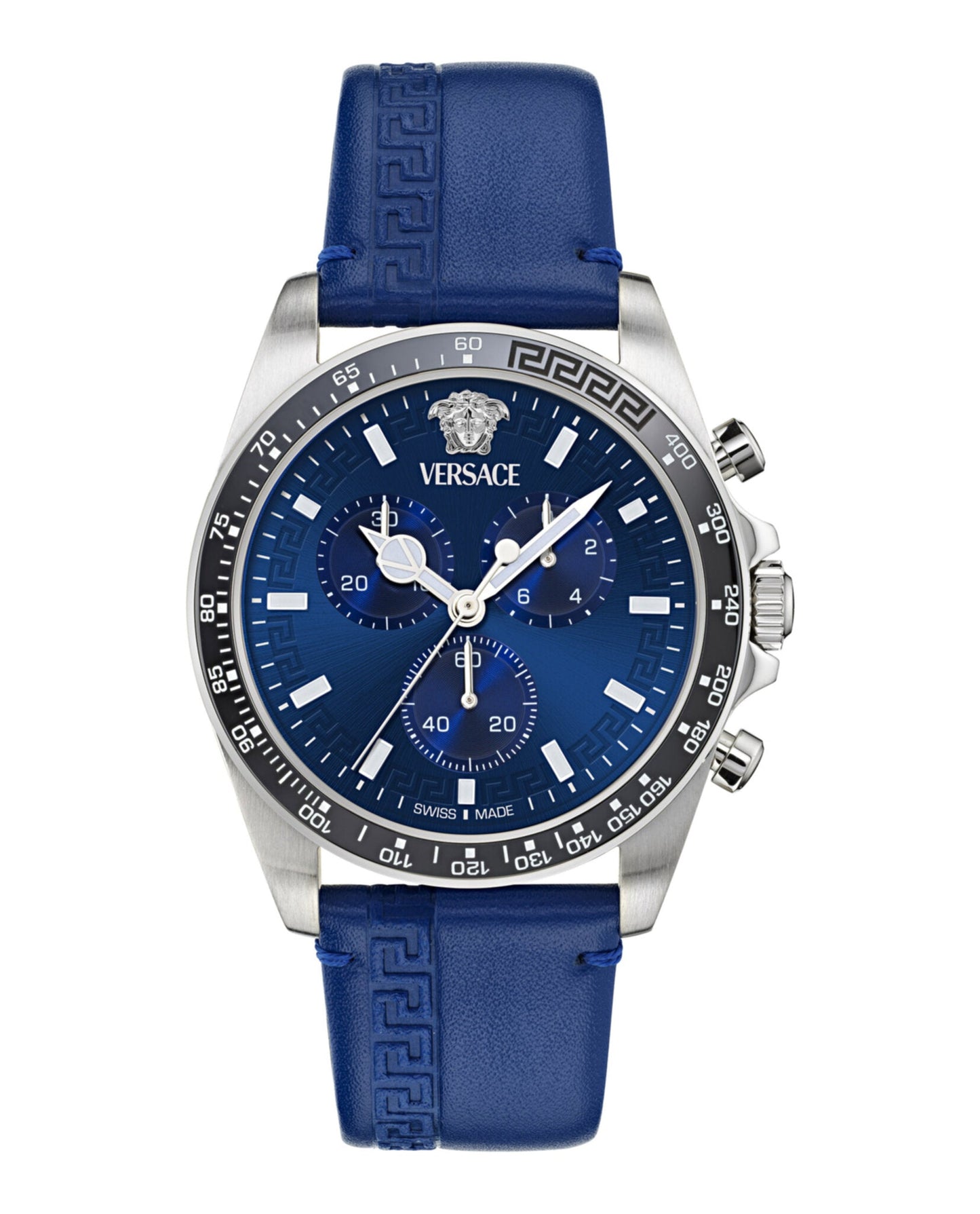 Versace Greca Chrono Wave Leather Watch