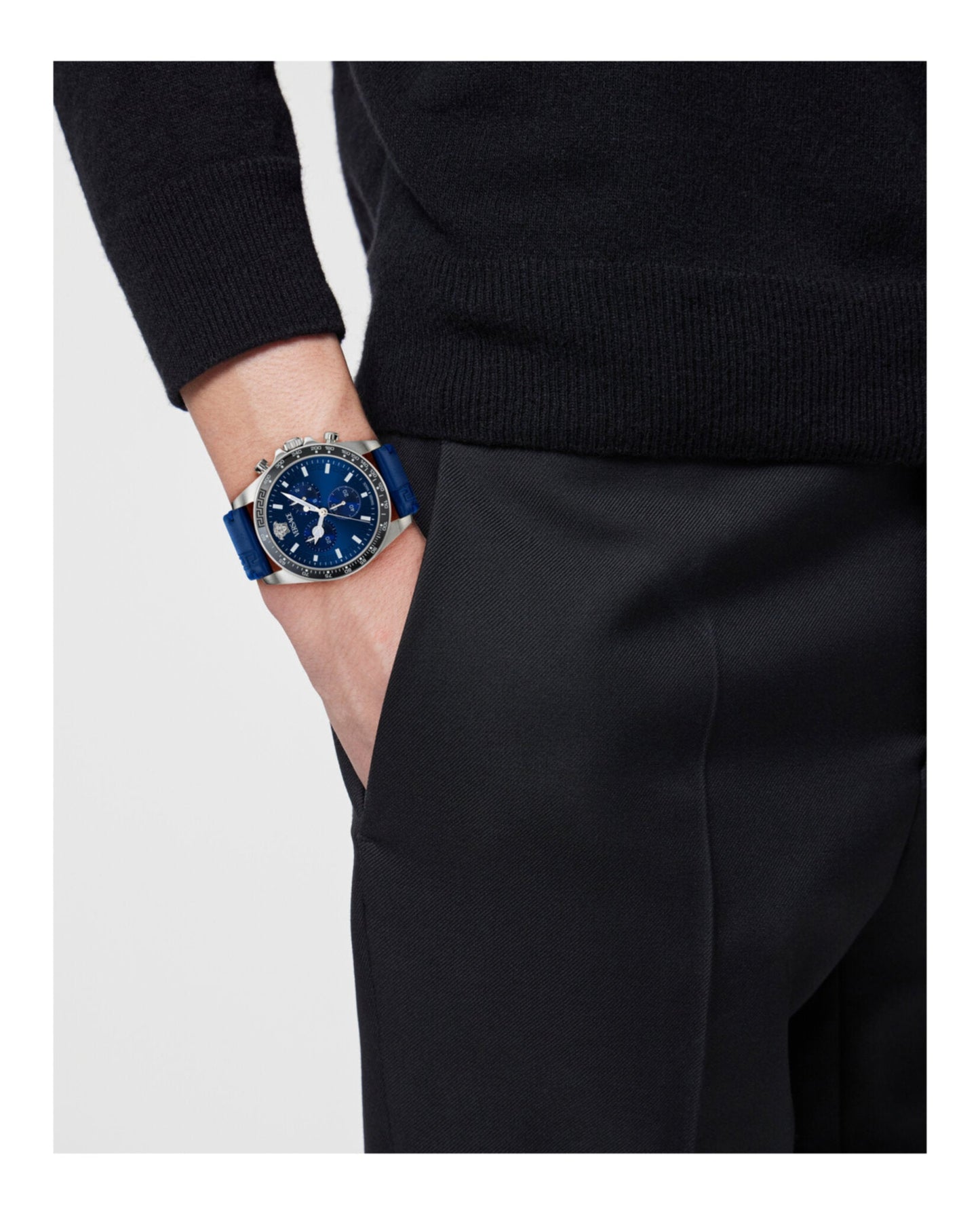 Versace Greca Chrono Wave Leather Watch