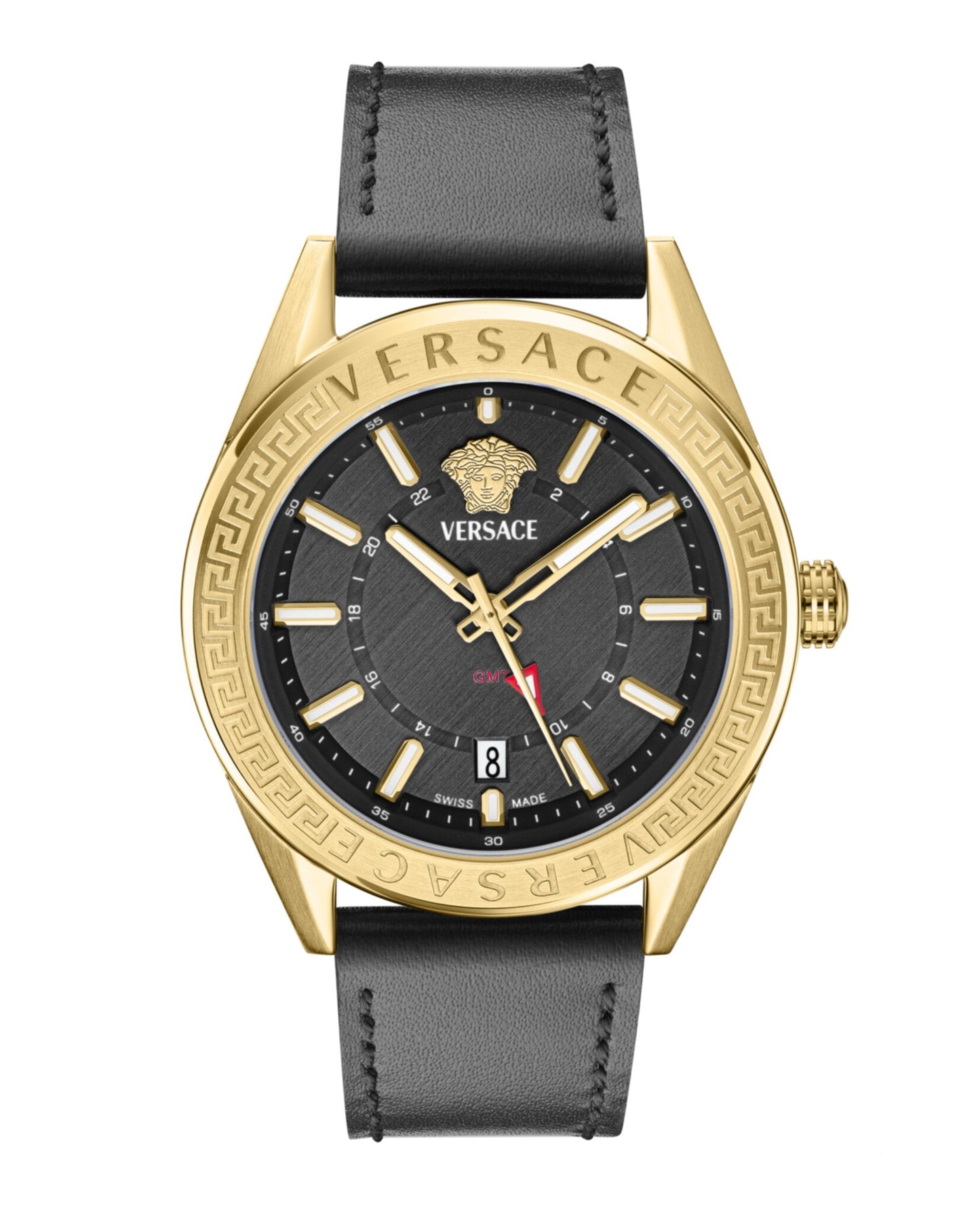 Versace V-Code GMT Leather Watch