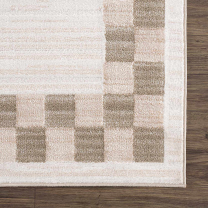 Azrika Beige Checkered Washable Rug