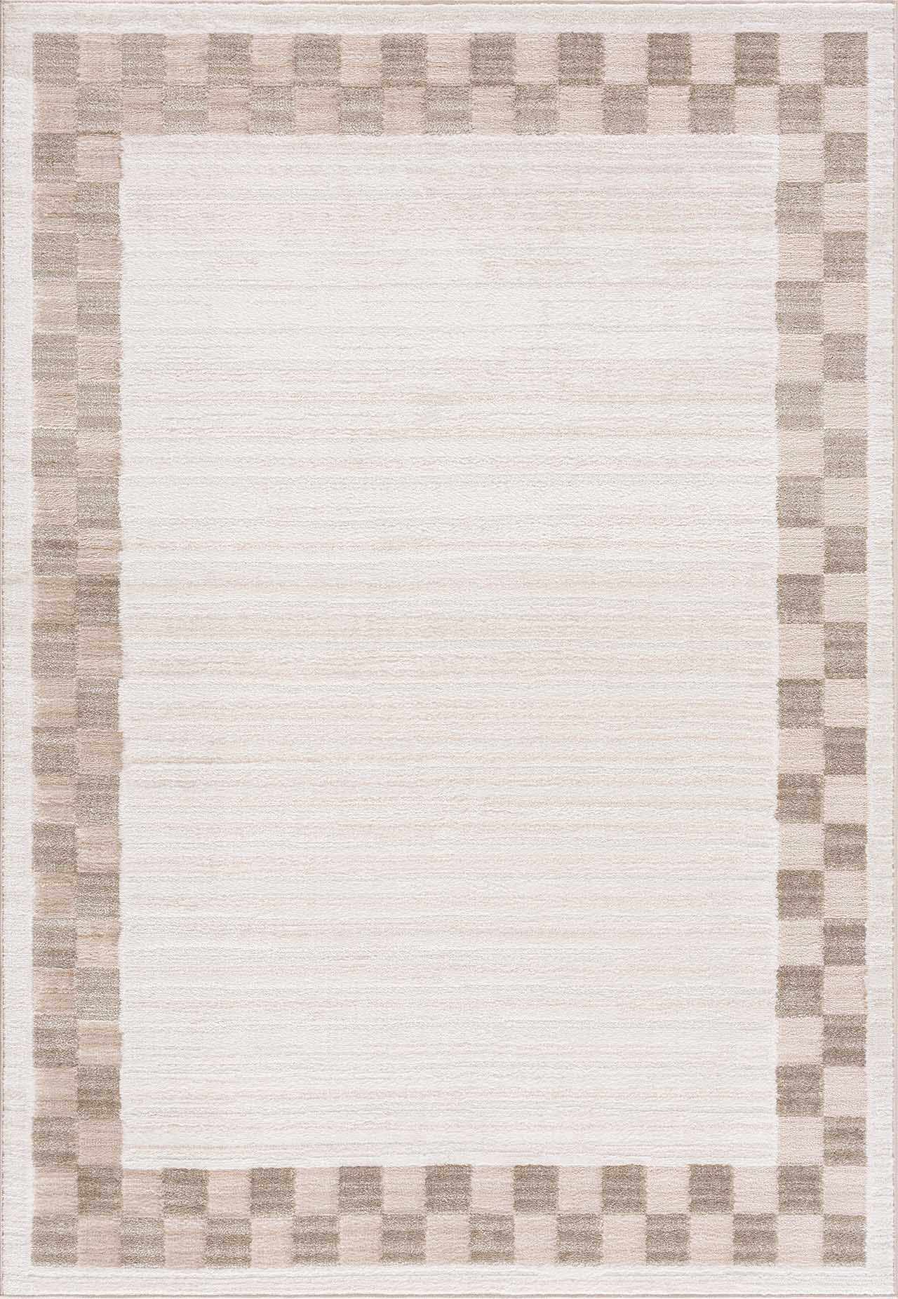 Azrika Beige Checkered Washable Rug