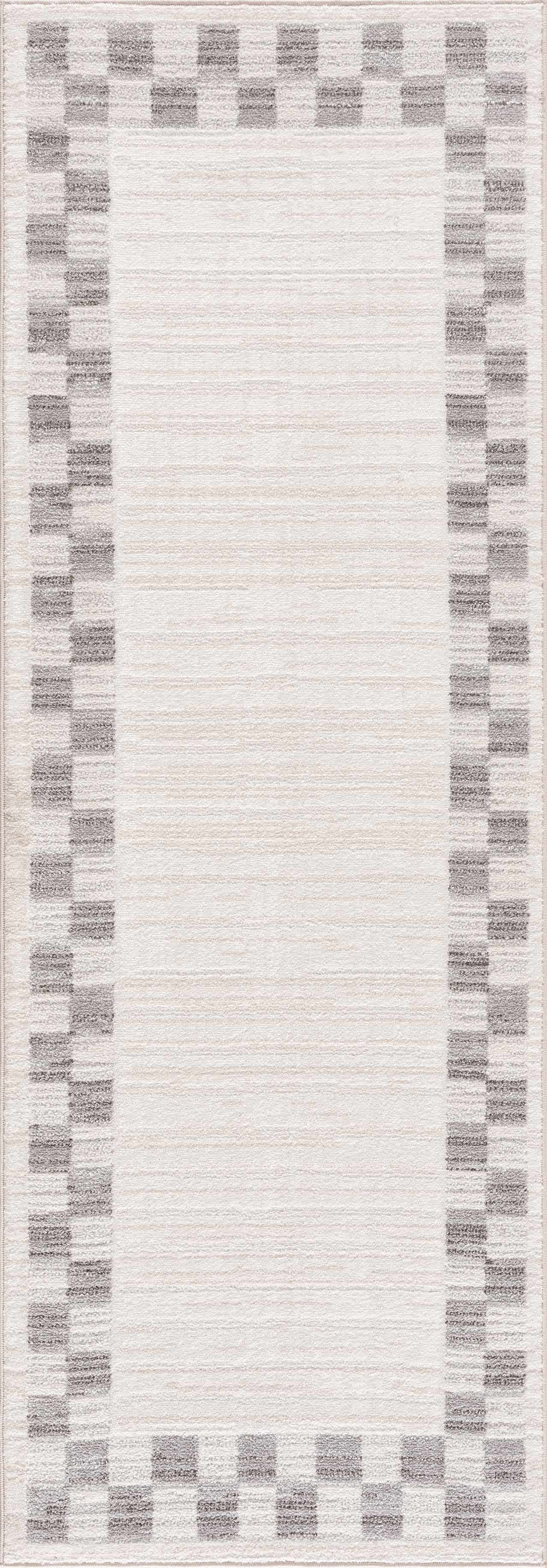 Azrika Gray Checkered Washable Rug