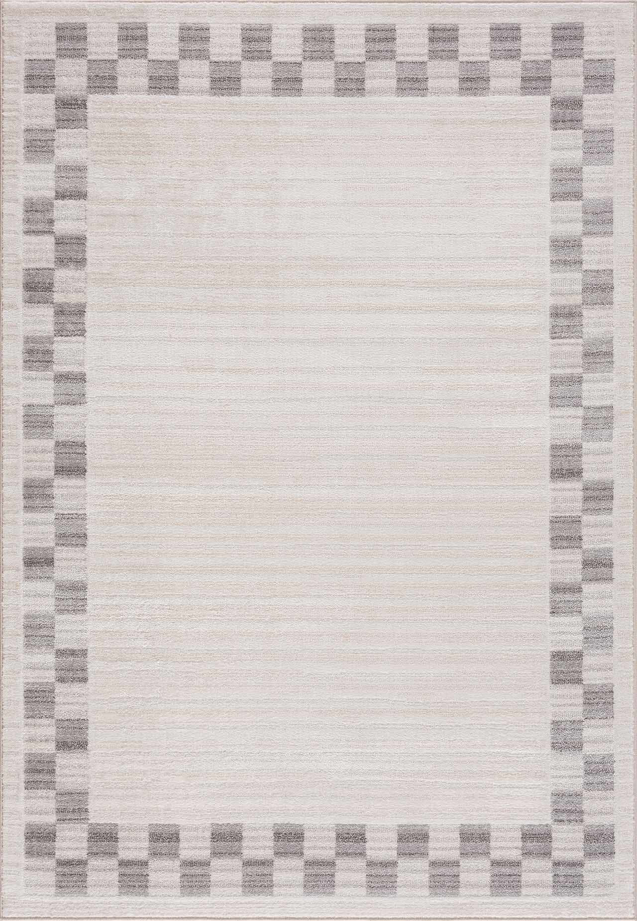 Azrika Gray Checkered Washable Rug