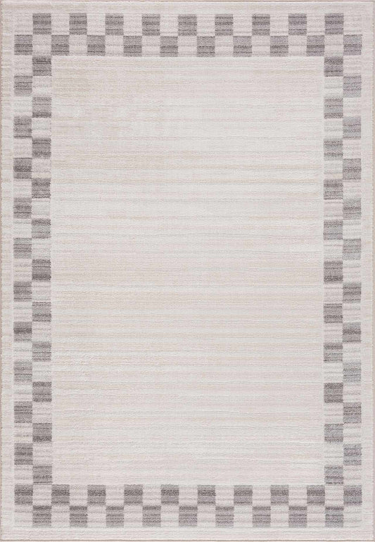 Azrika Gray Checkered Washable Rug