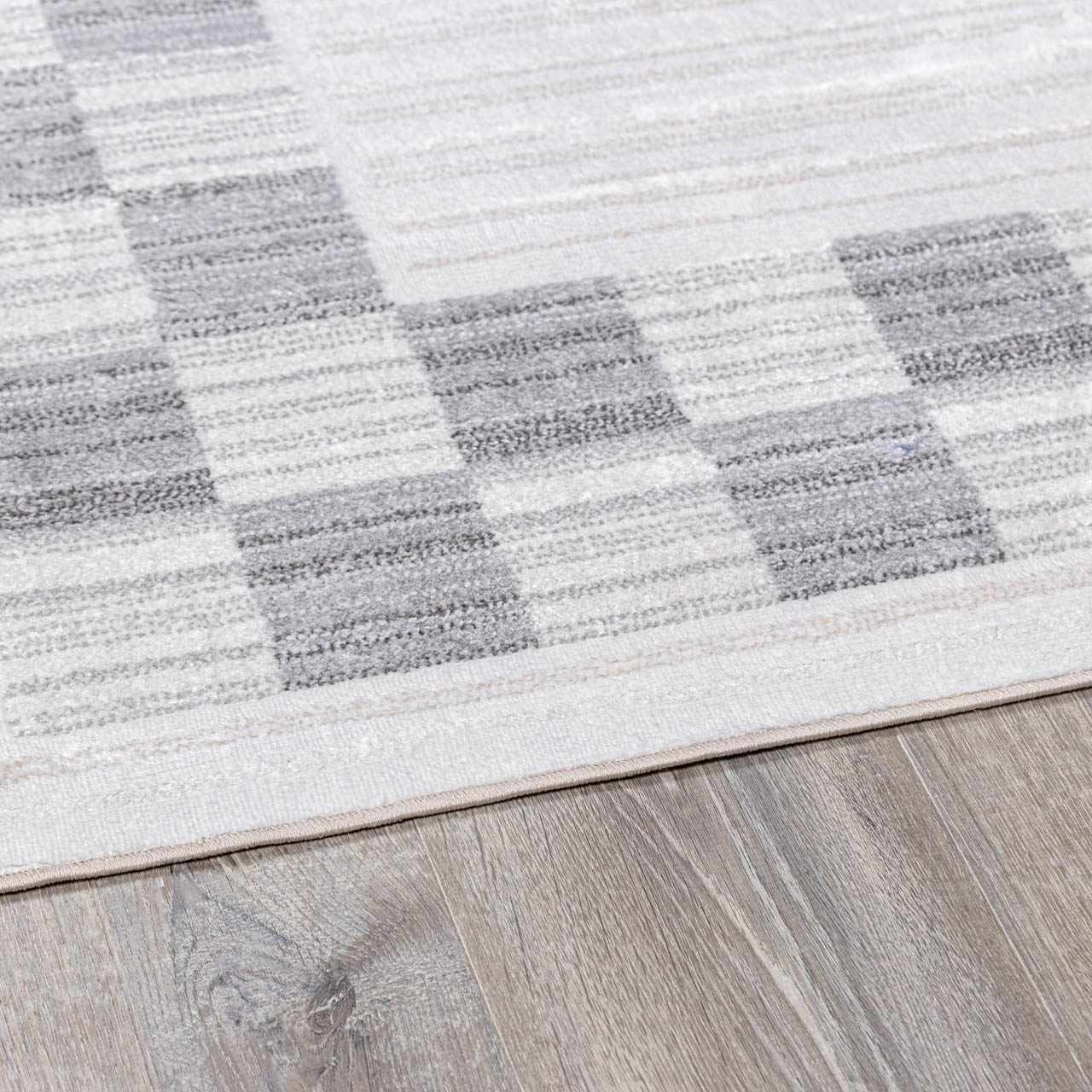 Azrika Gray Checkered Washable Rug