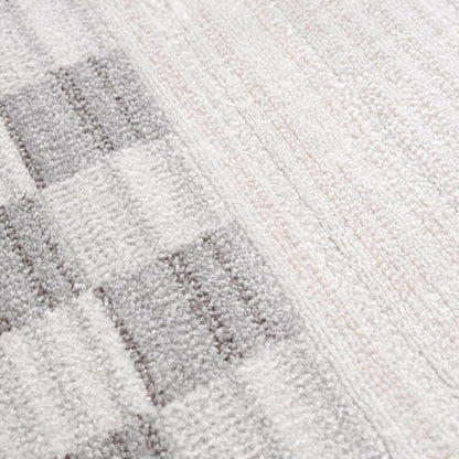 Azrika Gray Checkered Washable Rug