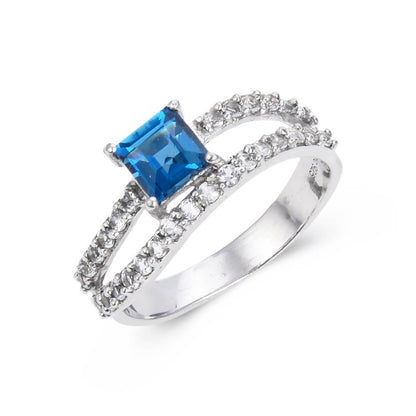 Blue Topaz Dual Band Fashion Ring