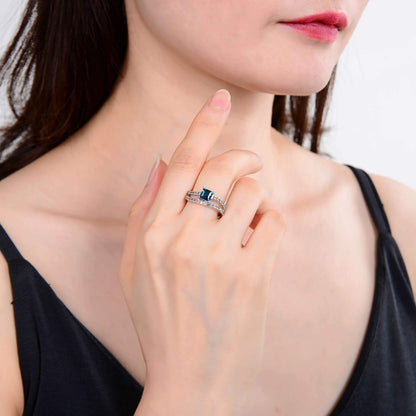 Blue Topaz Dual Band Fashion Ring