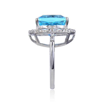 Blue Topaz Cushion Statement Ring