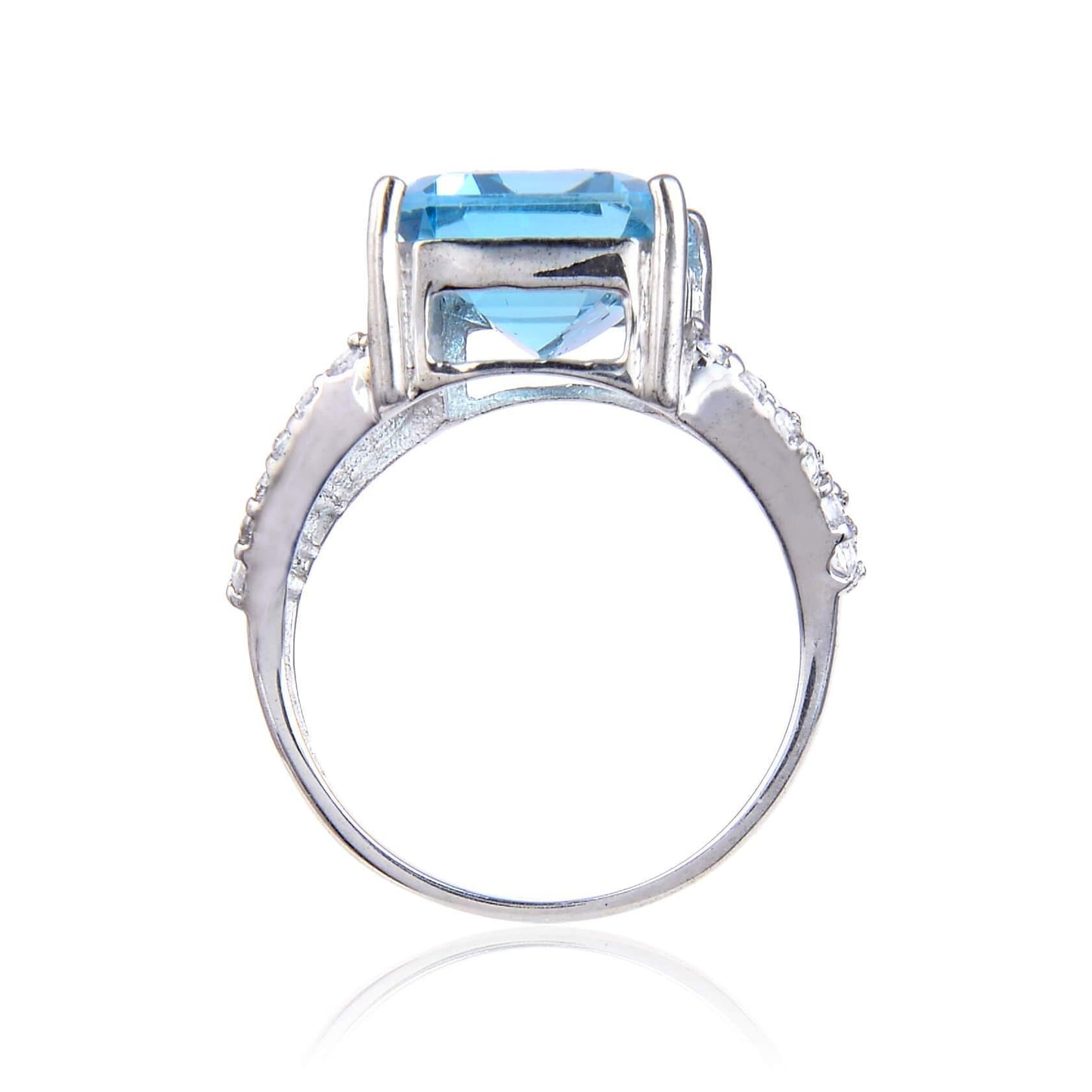 Blue Topaz Emerald Cut Statement Ring