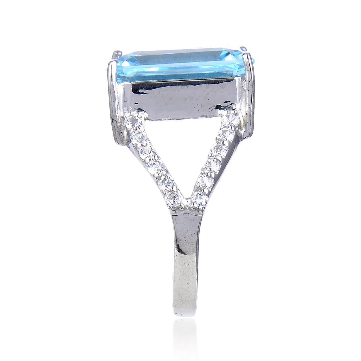 Blue Topaz Emerald Cut Statement Ring