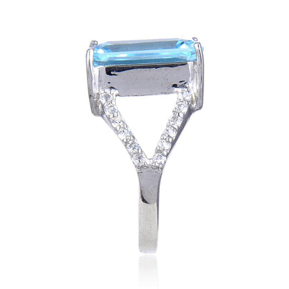Blue Topaz Emerald Cut Statement Ring