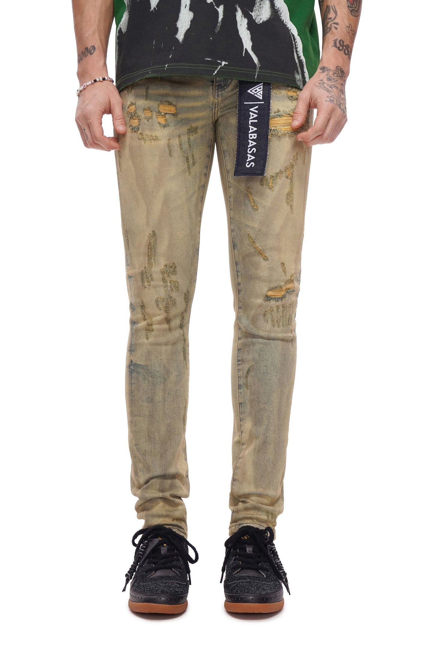 Valabasas Collage Skinny Denim Jean - Vintage Wash