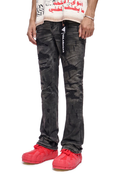 Valabasas Graft Stacked Jean - Grey Washed