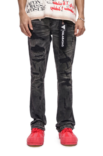 Valabasas Graft Stacked Jean - Grey Washed