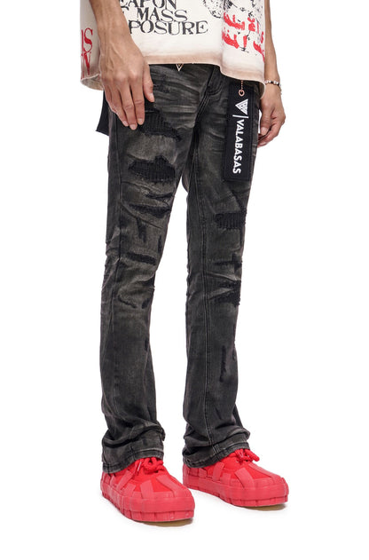 Valabasas Graft Stacked Jean - Grey Washed