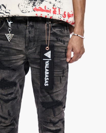 Valabasas Graft Stacked Jean - Grey Washed
